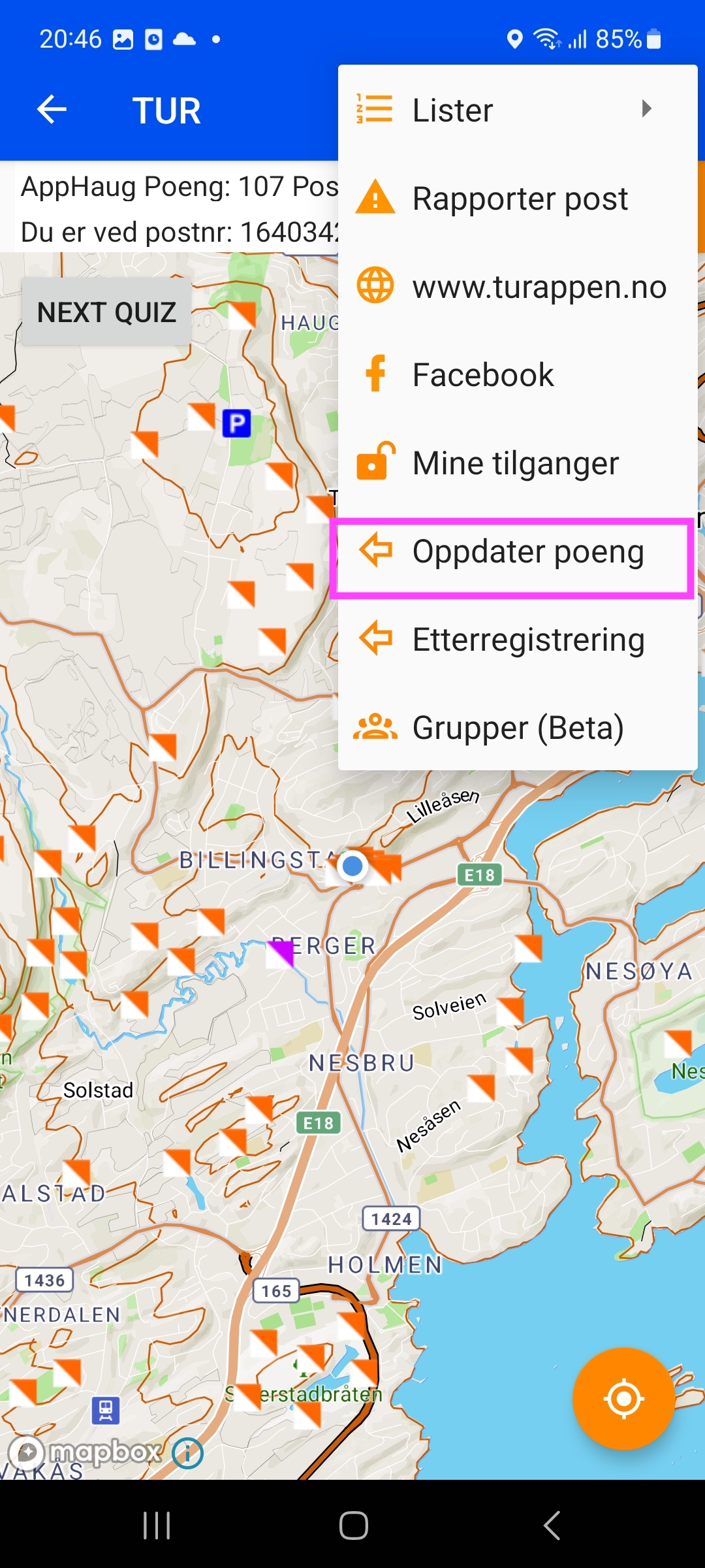 Oppdater poeng